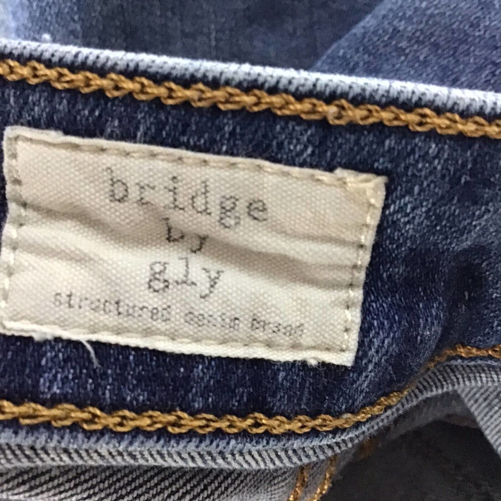 Bridge by Gly Mid Rise Ankle Skinny Jeans Sz 26X29 Distressed Ripped Raw Hem - Picture 10 of 11